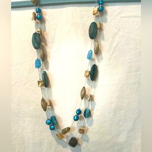 New York and Company Vintage Double Strand Blue Necklace.
